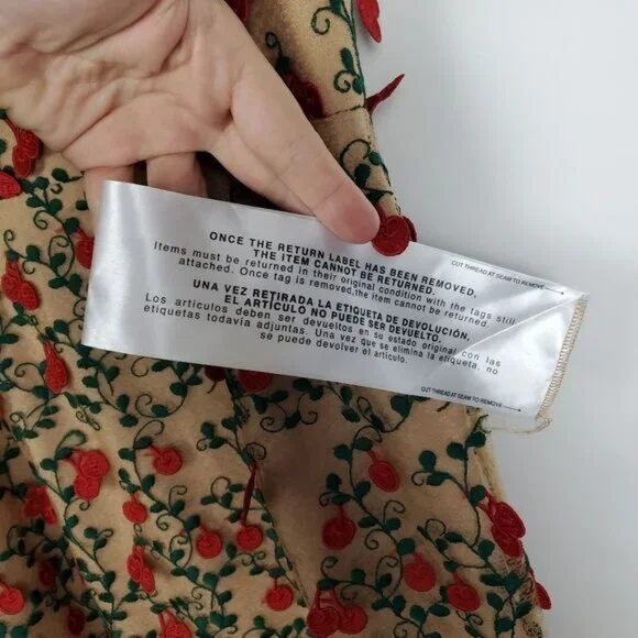 Dress the Population Kaya dress Cherry Embroidered Mini Dress Rouge Flutter Hem - Picture 8 of 12